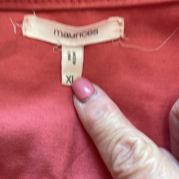 Maurice’s XL coral colored moto style denim jacket snap detail 4 pockets - Picture 8 of 11